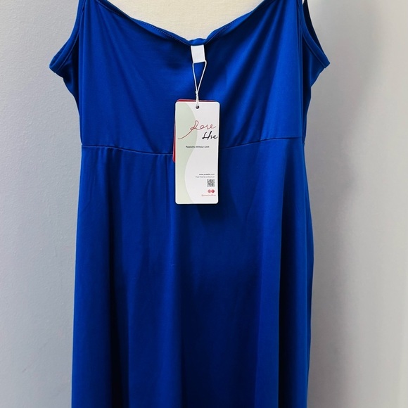 Women's V-Neck Sleeveless Dresses A Line Casual Summer Beach Dress Blue 2XL - Picture 6 of 10